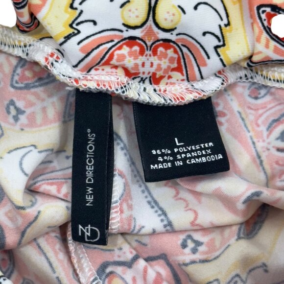 New Directions Womens Multicolor Print Wide Leg Pants SZ L Polyester/Spandex - Picture 11 of 12